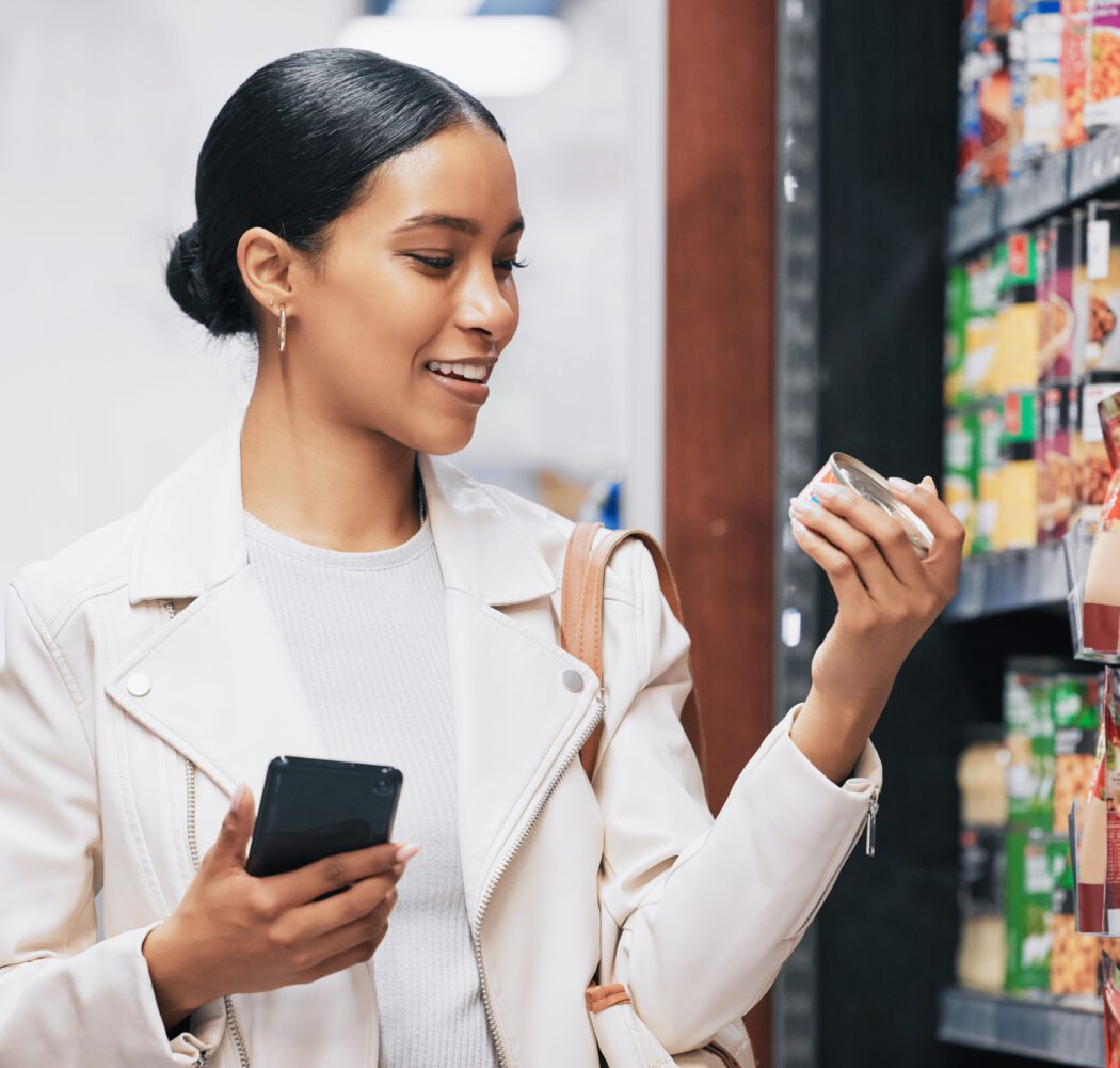 consumer in grocery store